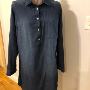 Old Navy Chambray Shirt Dress Dark Blue Med